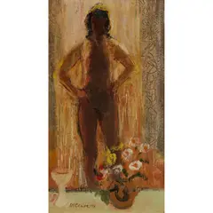 David McClure, GIRL AT THE MIRROR, 1972, oil on panel