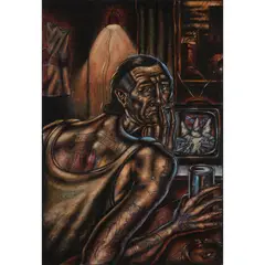 Ken Currie, MAN WITH TATTOOS, 1987, pencil and pastel on paper