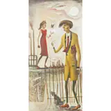 John Byrne, UNTITLED (TEDDY BOY & 'DANGER' SIGN), oil on canvas