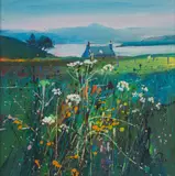 Pam Carter, WILD FLOWERS BY A CROFT, acrylic on canvas
