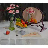 John Cunningham, CARNATIONS, FRUIT AND MIRROR