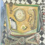 John Byrne, UNTITLED (STILL LIFE WITH HEAD AND PLAICE), oil on canvas with scratching out
