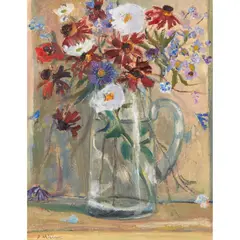 David McClure, HELENIUM IN A GLASS JUG, 1990, oil on canvas