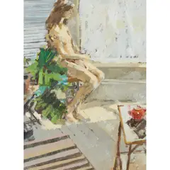 NUDE IN THE STUDIO by Jack Morrocco, 1979, oil on canvas, sold Apr 2024