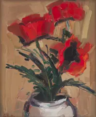 James Fullarton, STUDY OF POPPIES, oil on canvas