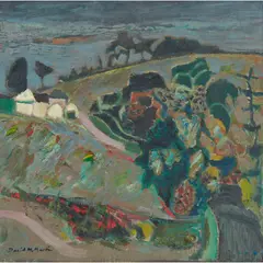 David M. Martin, ROAD THROUGH TREES, 2000, oil on canvas