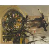 Robin Philipson, ROSE WINDOW AND FALLEN WARRIOR II, watercolour