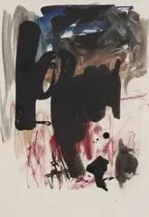 LANDSCAPE, BROWN AND RED - C.1968 by William Johnstone, Ink on paper, sold Apr 2024