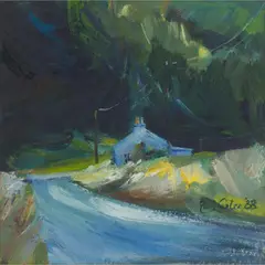 Pam Carter, THE BLUE COTTAGE, 1988, oil on board
