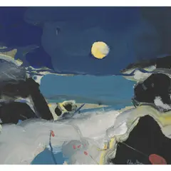 James D. Robertson, NIGHT BEACH, gouache