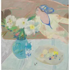 Brenda Lenaghan, GIRL AND PEONIES, 1986, pastel