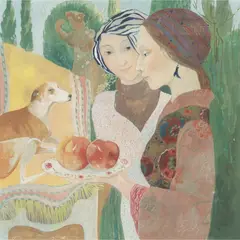 Brenda Lenaghan, GIRLS AND PEACHES, gouache