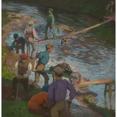 Thomas Corsan Morton, THE NAVVIES, oil on canvas