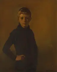 David Alison, PORTRAIT OF A BOY IN A MUSTARD ROOM, 1917, oil on canvas