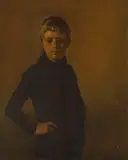 David Alison, PORTRAIT OF A BOY IN A MUSTARD ROOM, 1917, oil on canvas