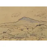 George Leslie Hunter, LANDSCAPE, ink and coloured crayons