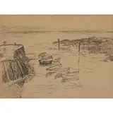 George Leslie Hunter, LARGO - JETTY, Pencil and ink