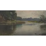 George Melvin Rennie, ST MACHAR'S FROM THE RIVER DON, ABERDEEN, oil on board