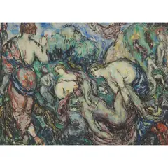 Ethel Walker, NYMPHS FINDING NARCISSUS, ink and gouache