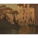 THE SHADOW ROAD, MELESME, LES MARTINIQUES by Marianne Lucy Le Poer Trench, oil on board, sold Feb 2024