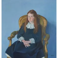 Alexander Goudie, PORTRAIT OF A GIRL IN A GOLD CHAIR, oil on canvas