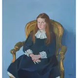 Alexander Goudie, PORTRAIT OF A GIRL IN A GOLD CHAIR, oil on canvas