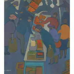 Jeanette Lassen, THE FRUIT MARKET, oil on canvas board