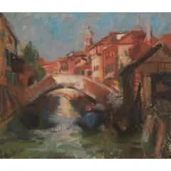 Lena Alexander, THE BOATHOUSE, VENICE, pastel
