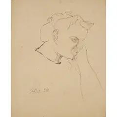Jankel Adler, HEAD OF A WOMAN (OPUS 134), 1940, ink and pencil