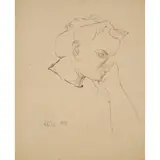 Jankel Adler, HEAD OF A WOMAN (OPUS 134), 1940, ink and pencil