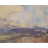 William Russell Flint, ETNA FROM THE GREEK THEATRE, 1913, watercolour