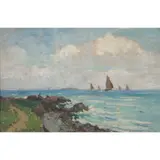 David Martin, THE FISHING BOATS' RETURN, oil on canvas