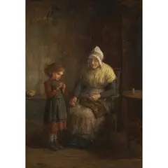Hugh Cameron, LEARNING TO SEW, 1887, oil on canvas