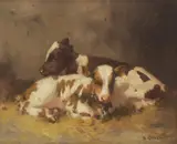David Gauld, TWO CALVES, 1936, oil on canvas