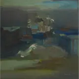 Ronald F. Smith, GULLS OVER THE QUAY, oil on canvas