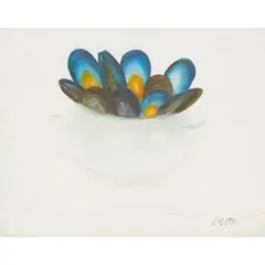 Jack Knox, BOWL OF MUSSELS, 1994, oil on board