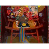David McClure, THE BAMBOO STOOL - C.1978, oil on board