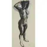 Alexander Goudie, STANDING NUDE, charcoal and pastel