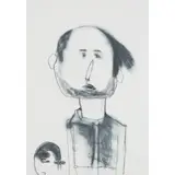 Pat Douthwaite, MALE PORTRAIT WITH CAT, Charcoal