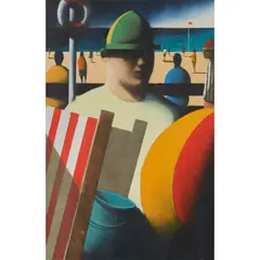 Stephen Mangan, BEACH BURLESQUE, Oil on card