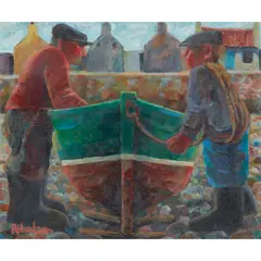 Jonathan Robertson, GOING FISHING, oil on board