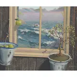 Gordon K. Mitchell, UNTITLED (SEASCAPE WITH BROKEN WINDOW), oil on canvas