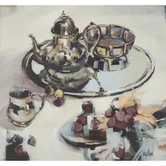 SILVER TRAY by Ethel Walker, gouache, sold Jan 2024