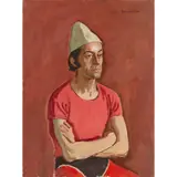 Alberto Morrocco, UNTITLED (PORTRAIT OF A CLOWN), oil on canvas