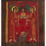Alberto Morrocco, SAINT MARTIN OF TOURS ASCENDING TO THE CLOUDS, Oil on board