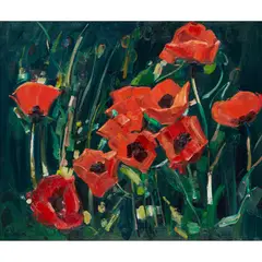 James Fullarton, RED POPPIES, oil on canvas