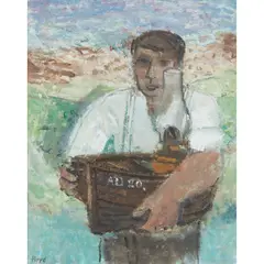 John G. Boyd, BOY WITH BOAT AND LAMP, oil on board