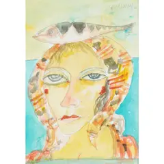 WOMAN OF THE NORTH SEA by John Bellany, watercolour, sold Jan 2024