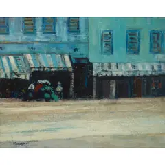 CAFE SCENE by Archie Forrest, oil on board, sold Jan 2024