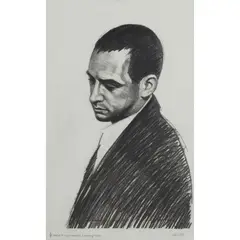 HEAD AND SHOULDERS, LOOK UP LEFT by Stephen Conroy, pencil on acetate, sold Jan 2024